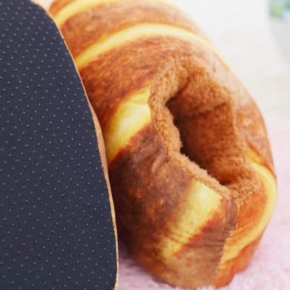 Cozy Fuzzy Bread Print Warm Slippers - Halri