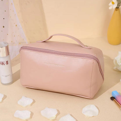 Compact Leather Travel Makeup Pouch
