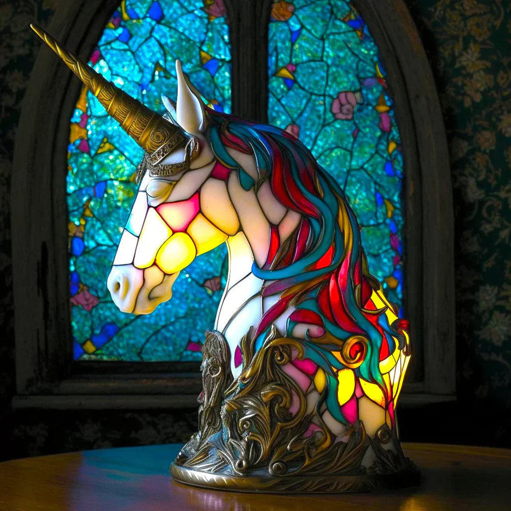 Colorful Animal Desk Lamp – Stained Glass Table Light