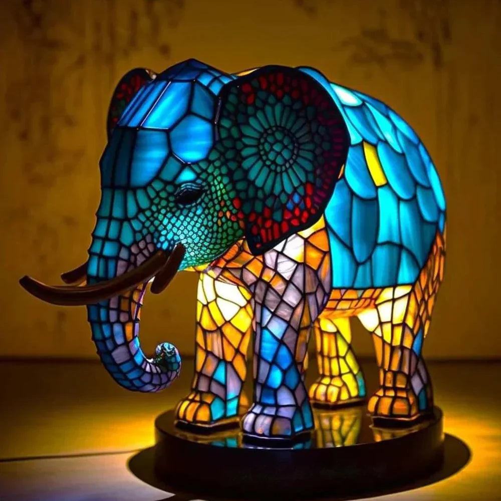 Colorful Animal Desk Lamp – Stained Glass Table Light