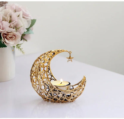 Beautiful Metal Crescent Moon Tea Light Holders