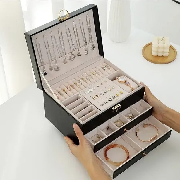 Small Jewelry Storage Case with Stackable Trays