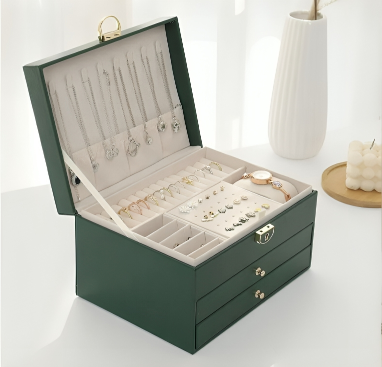 Small Jewelry Storage Case with Stackable Trays