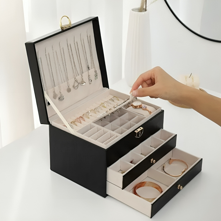 Small Jewelry Storage Case with Stackable Trays