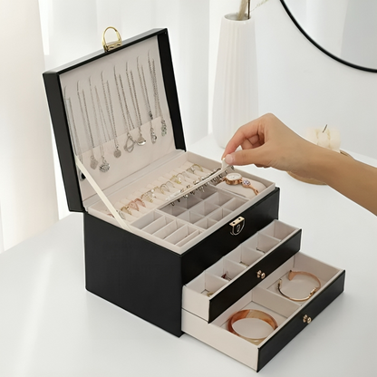 Small Jewelry Storage Case with Stackable Trays