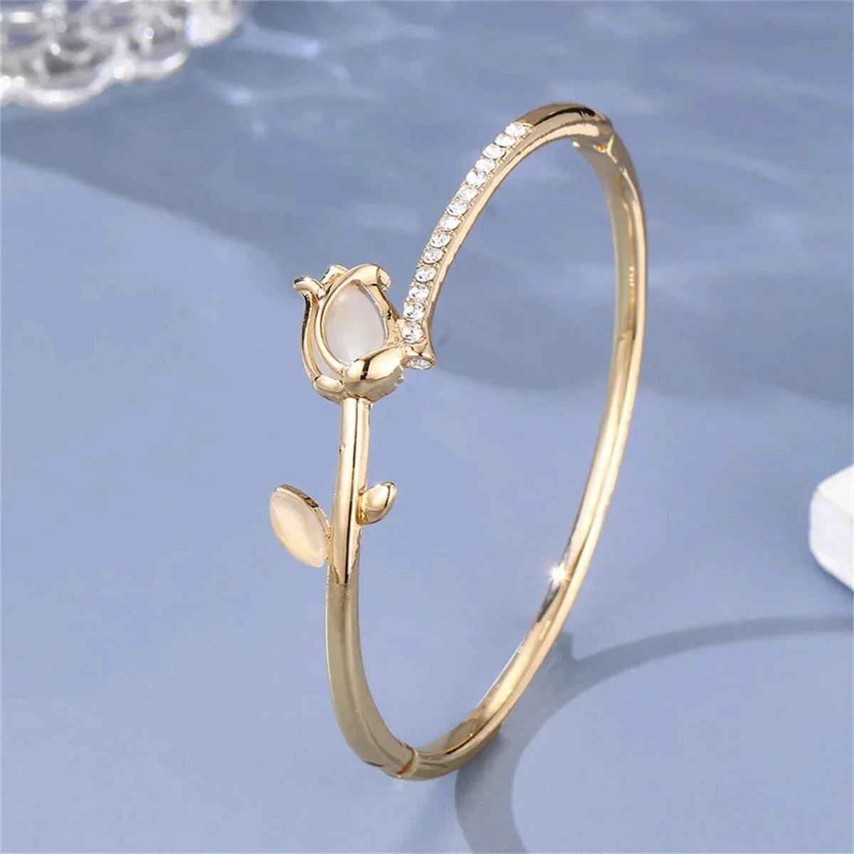 Luxurious Flower Opal Diamond Ladies Bracelet