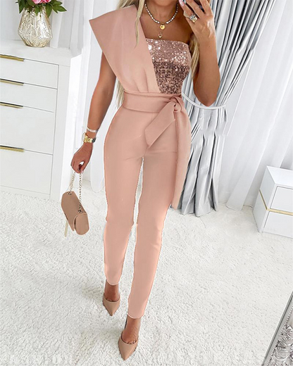 Sequined Off The Shoulder Jumpsuit For Women