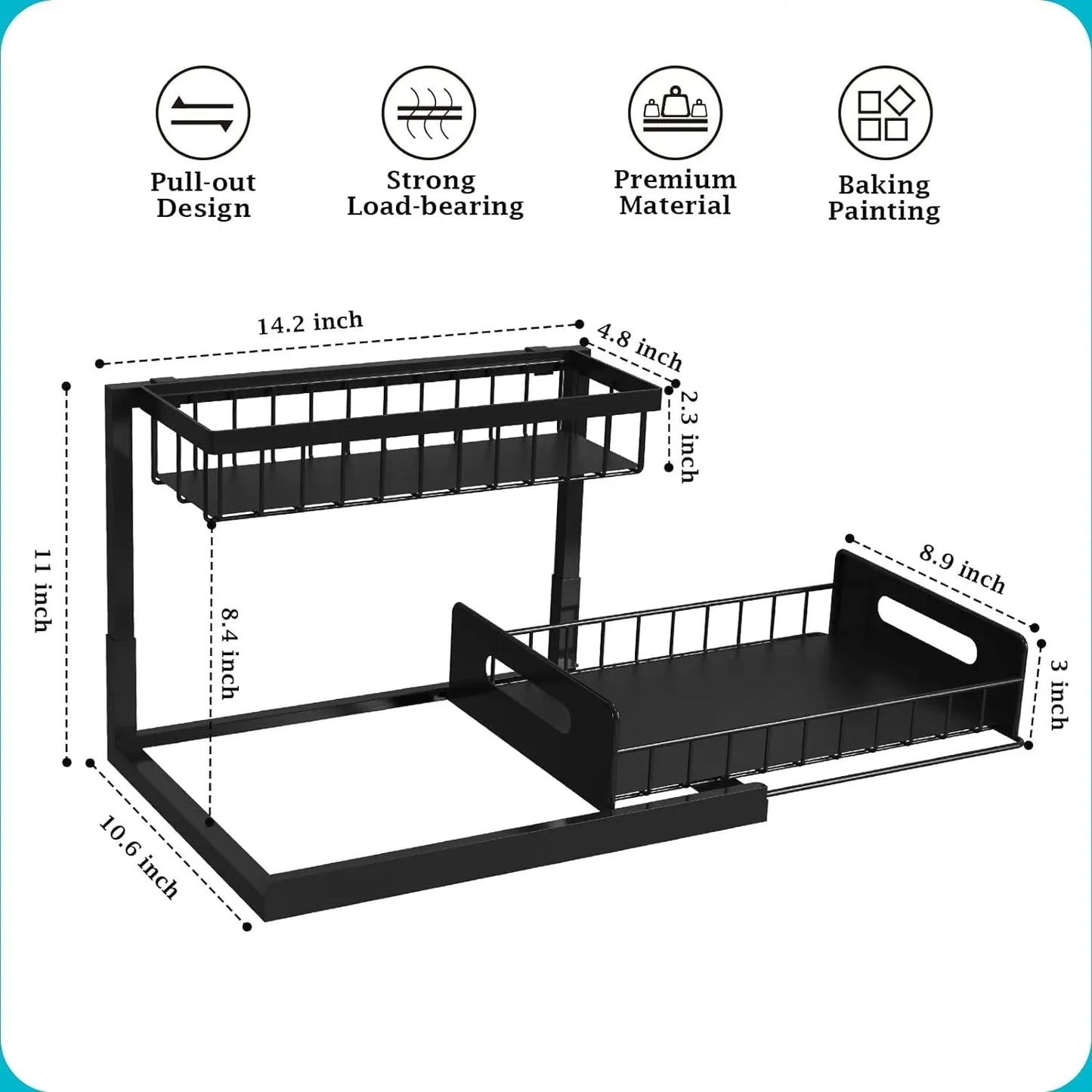 Space Saving Double Layer Sink Storage Unit