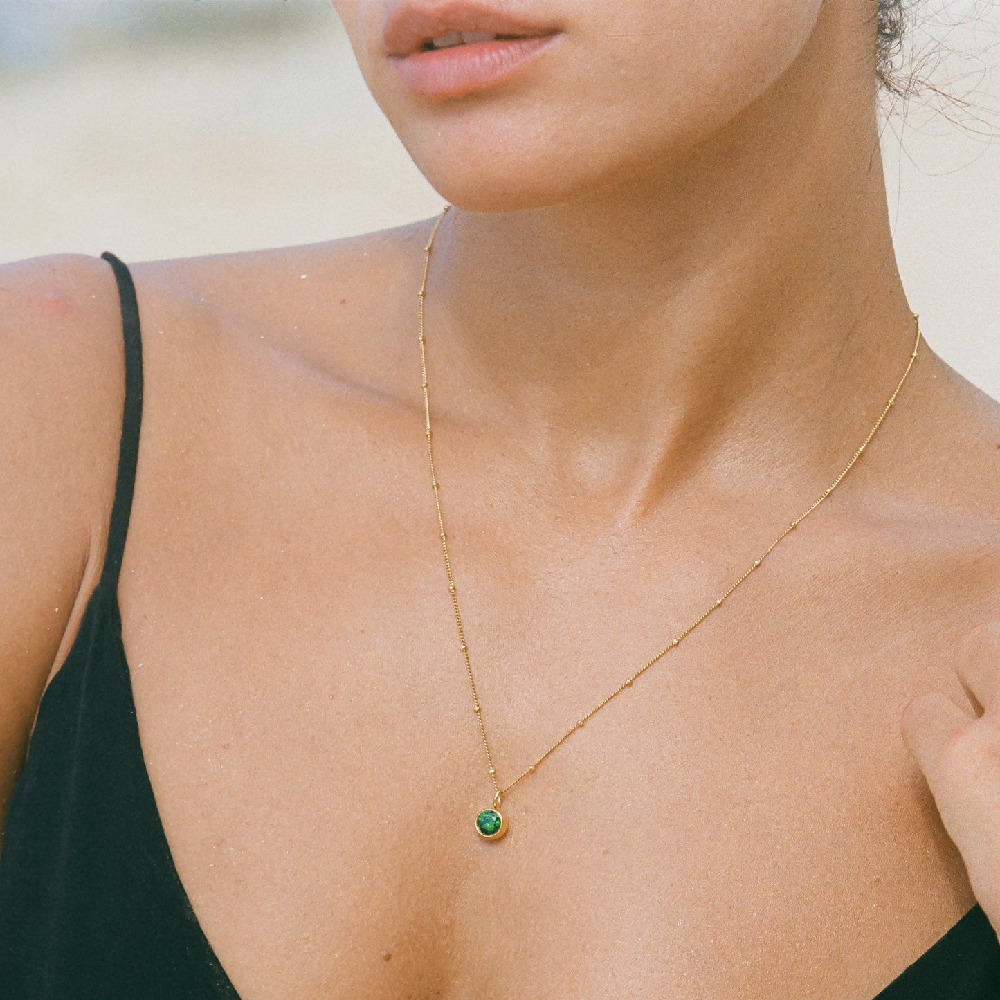 Gemstone Drop Pendant Necklace
