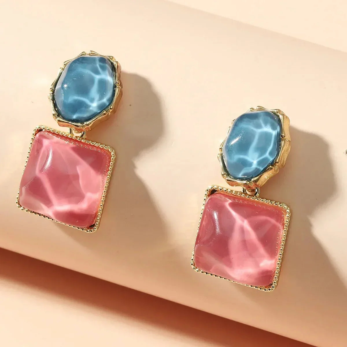 Modern Geometric Enamel Drop Earrings