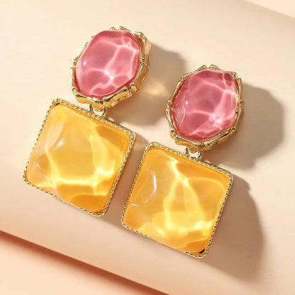 Modern Geometric Enamel Drop Earrings
