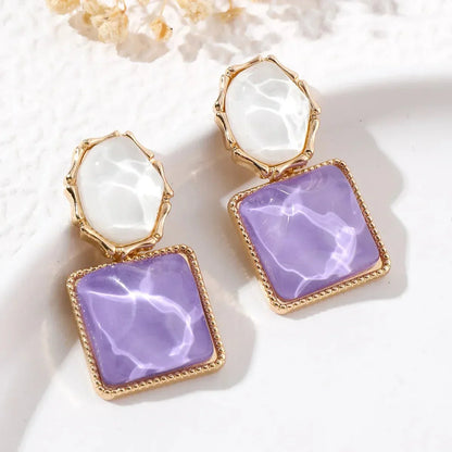 Modern Geometric Enamel Drop Earrings