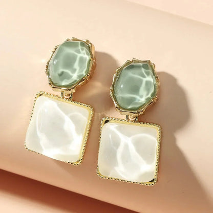 Modern Geometric Enamel Drop Earrings