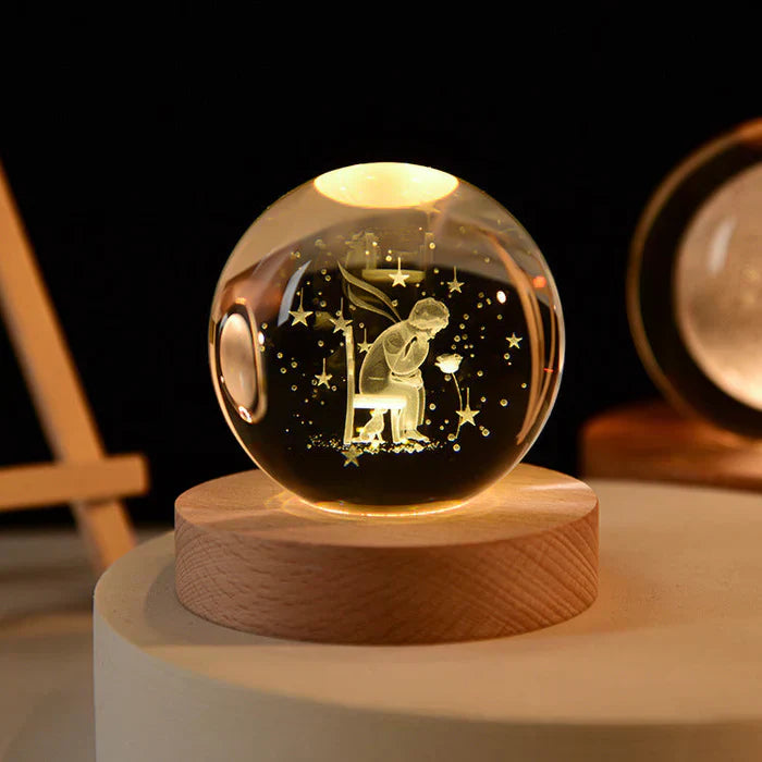 Glowing 3D Glass Cosmic Orb