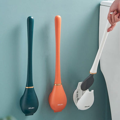 Bathroom Silicone Toilet Brush with Holder and Fast Dry Design - Halri