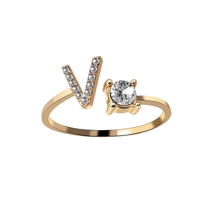 Personalized Delicate Initial Diamond Ring