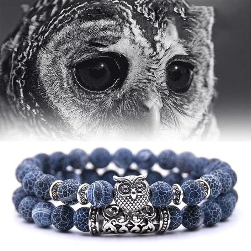 Nature Inspired Owl Bead Stone Bracelet - Halri