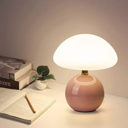 Vintage White Mushroom Bedside Table Lamp