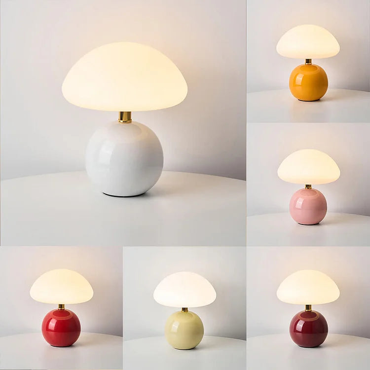 Vintage White Mushroom Bedside Table Lamp