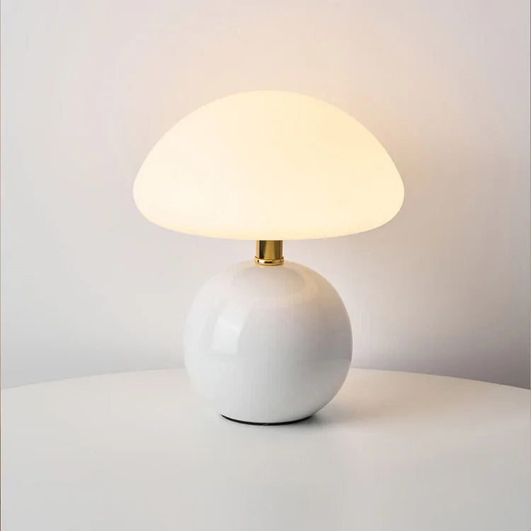 Vintage White Mushroom Bedside Table Lamp