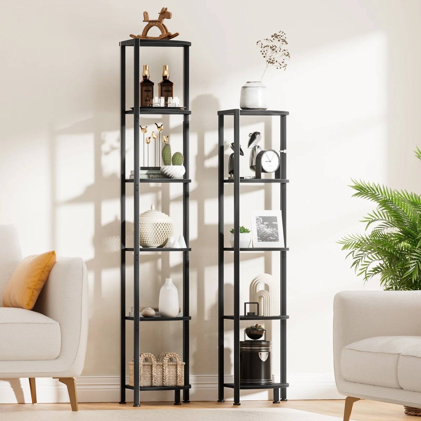 Space Saving 6-Shelf Corner Bookcase
