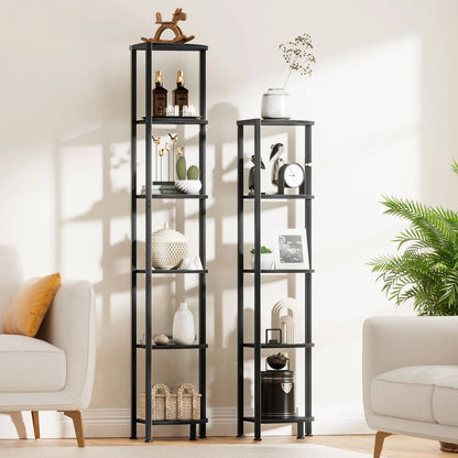 Space Saving 6-Shelf Corner Bookcase