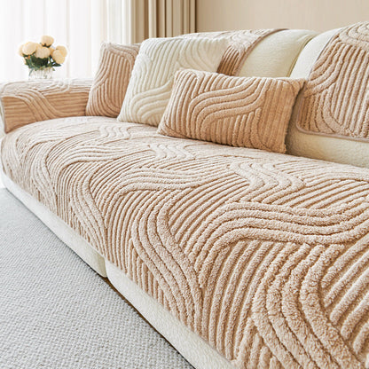 Soft Pet Friendly Sofa Slipcover with Wave Pattern