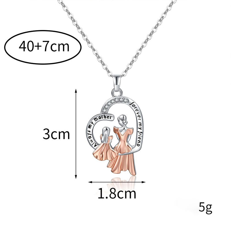 Lovely Mom Daughter Heart Necklace