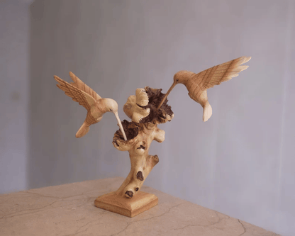 Colorful Bird Feeding Handmade Garden Sculpture