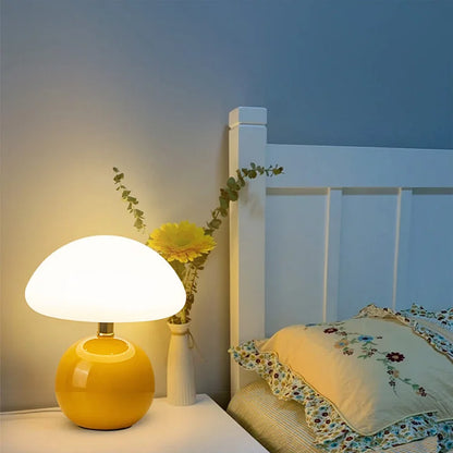 Vintage White Mushroom Bedside Table Lamp