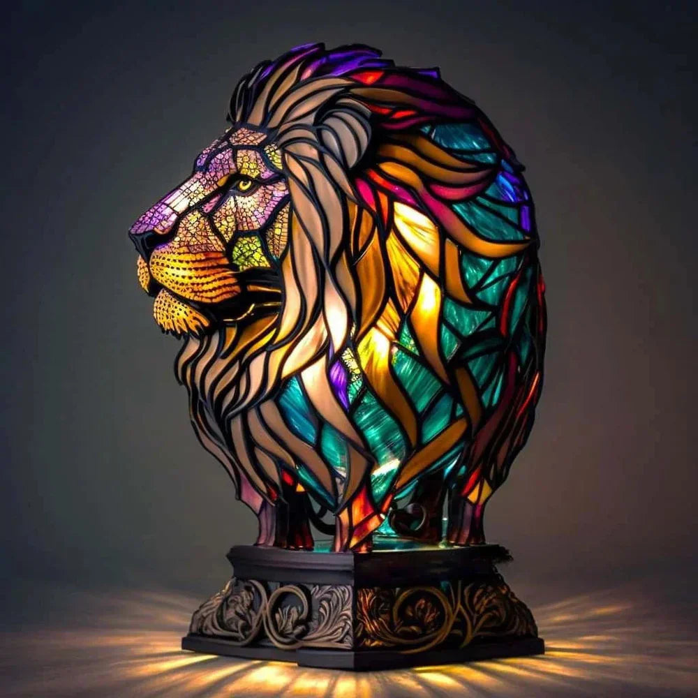 Colorful Animal Desk Lamp – Stained Glass Table Light