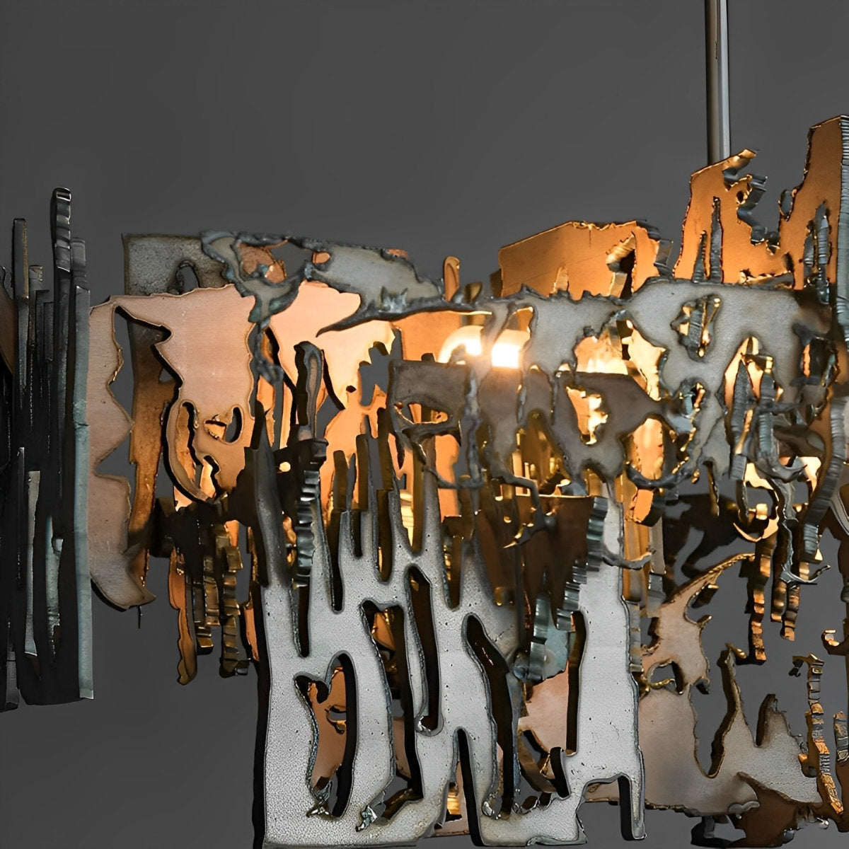 Unique Distressed Metal LED Chandelier Light Fixture