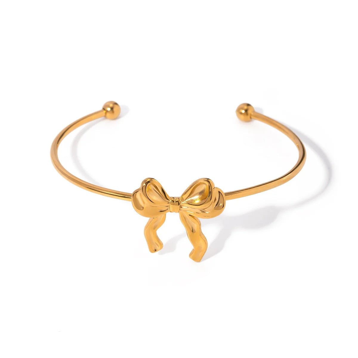 Elegant Bow Charm Cuff Bracelet