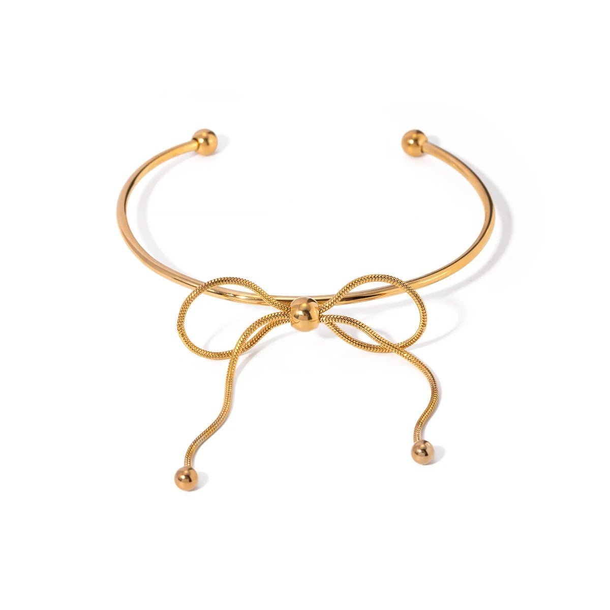 Elegant Bow Charm Cuff Bracelet