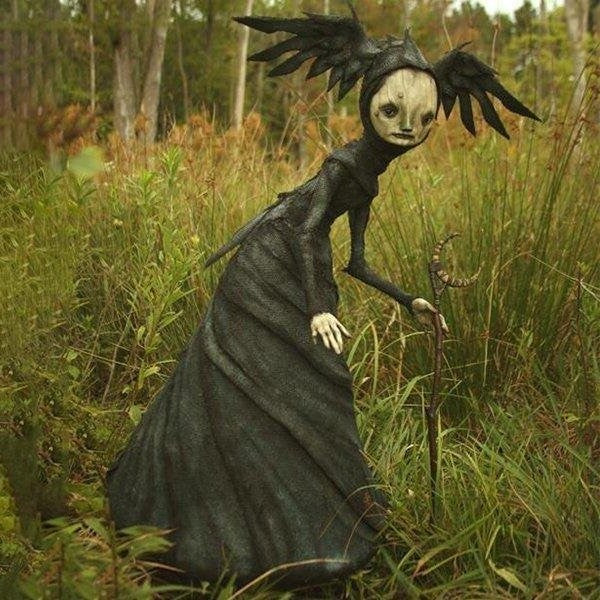 Spooky Witch Figurines - Black Gothic Decor Statues - Halri