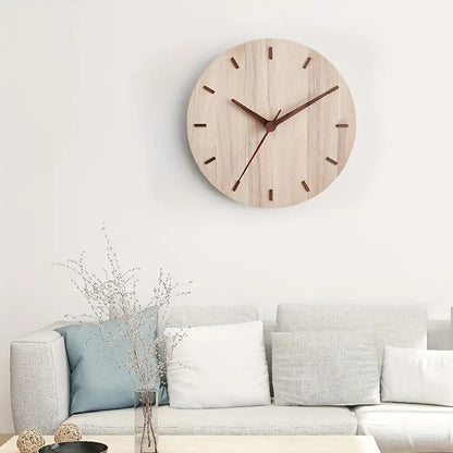 Rustic Wooden Wall Clock – 30cm Natural Wood Home Decor - Halri