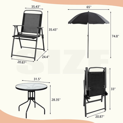 Outdoor Garden Table and Chairs Set with Umbrella