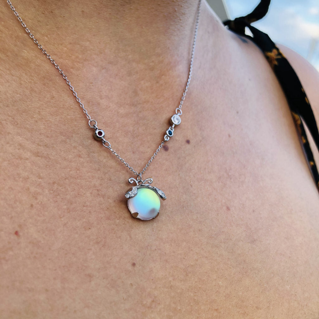 Natural Stone Silver Chain Necklace