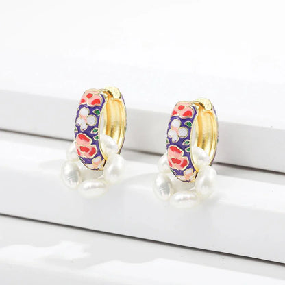 Beautiful Pearl Drop Hoop Earrings - Halri