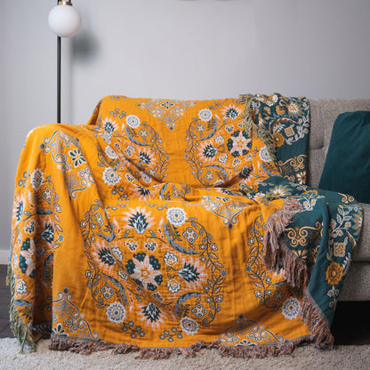 Cozy Nordic Floral Blanket – Soft Cotton Throw Blanket - Halri