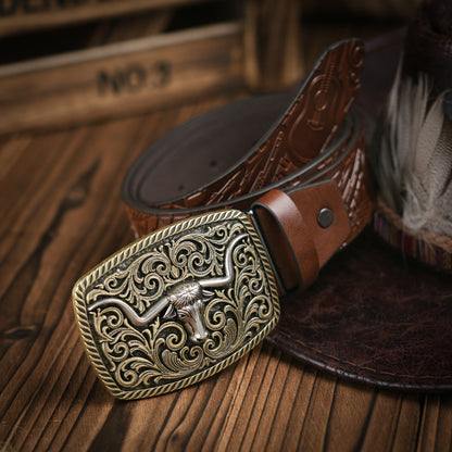 Rugged Vegan Leather Mens Belt with Metal Buckle