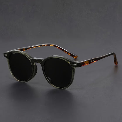 Classic Men's Round Sunglasses Tortoiseshell Frames