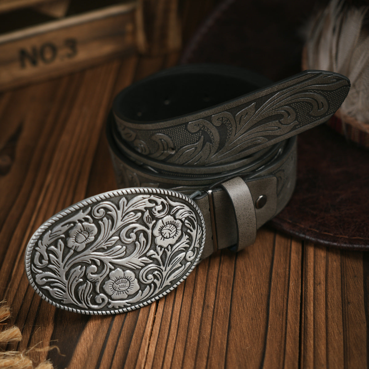 Men's Classic Vegan Leather Belt with Strong Buckle