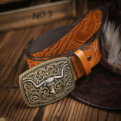 Rugged Vegan Leather Mens Belt with Metal Buckle