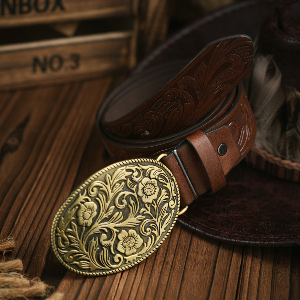 Men's Classic Vegan Leather Belt with Strong Buckle