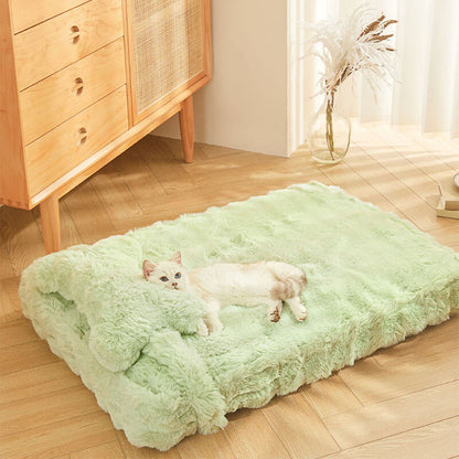 Soft Plush Dog Bed with Comfort Pillow