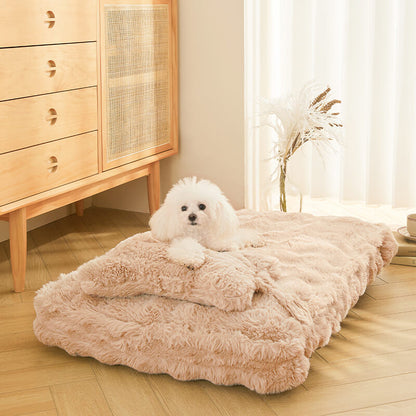 Soft Plush Dog Bed with Comfort Pillow