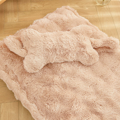 Soft Plush Dog Bed with Comfort Pillow
