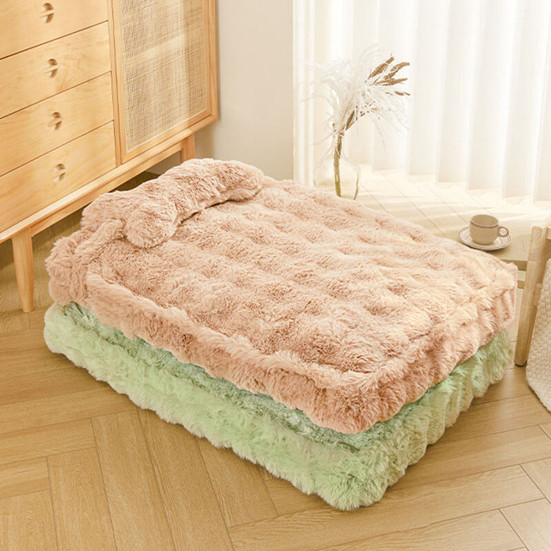 Soft Plush Dog Bed with Comfort Pillow