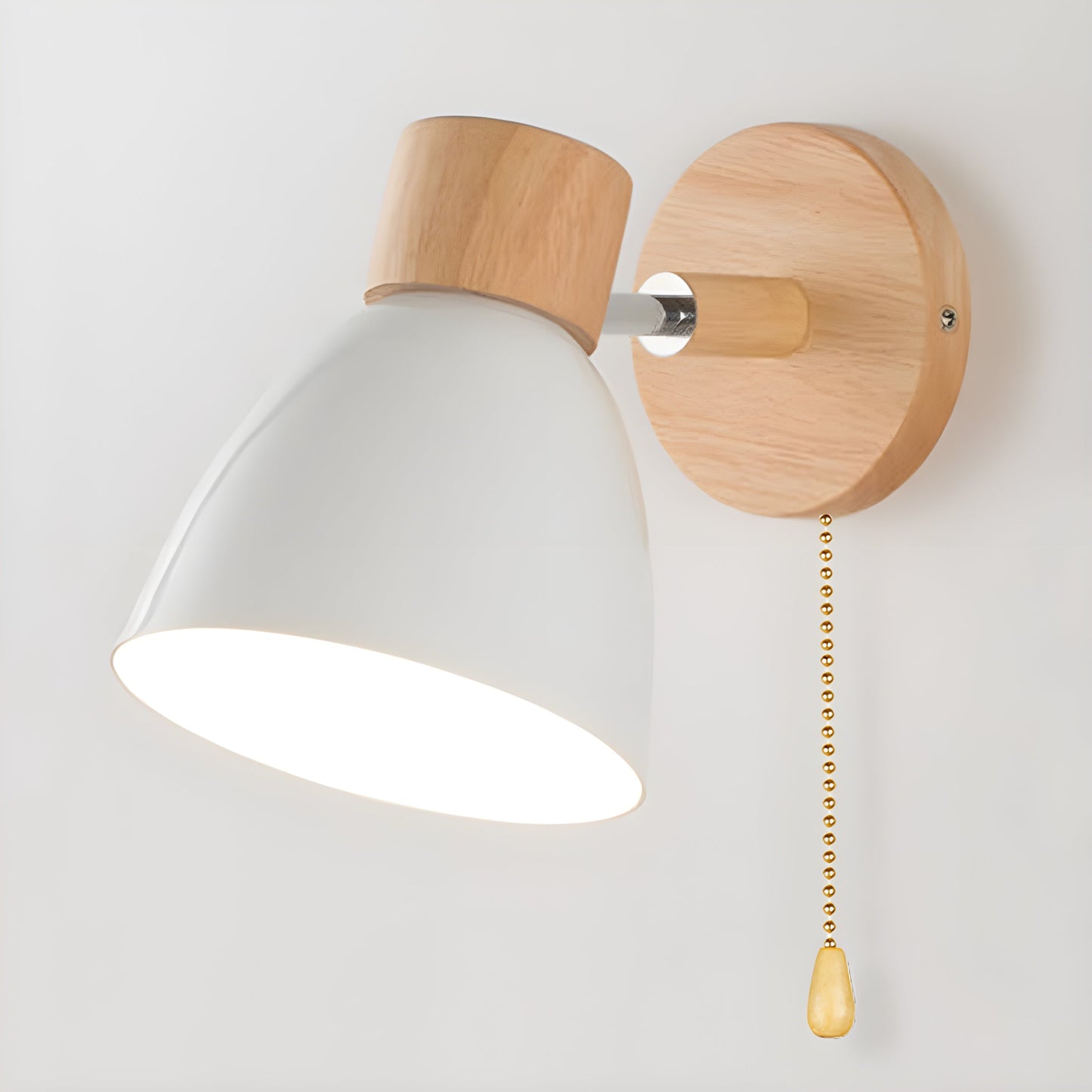 Rustic Wood Bedroom Wall Light with On/Off Switch - Halri